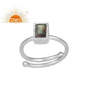 Bague pour femme, anneau en argent Sterling 925 fait main, coupe rectangulaire, pierres précieuses Labradorite, offre spéciale de bijoux - Product Image 1