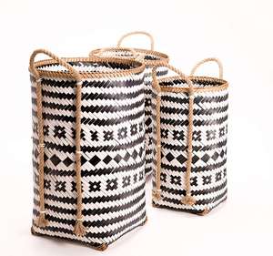 Set 3 Real Natural Bamboo Home Storage <b>Baskets</b> Good Selling Woven Laundry <b>Hamper</b> Daily Style Vietnam Wholesale King Craft Viet - Product Image 5