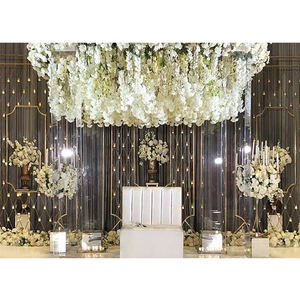 งานแต่งงานสมัยใหม่ ตกแต่งฉากหลังด้วยแสงเทียน คุณภาพสูง ฉากหลังเทียนงานเลี้ยงฉลองสมรส ผนังเทียนงานแต่งงานสุดหรู สหรัฐอเมริกา - Product Image 1