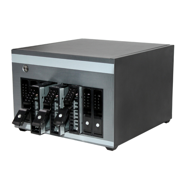 MACASE 8-BAY Horizontal Aluminum Alloy Mini-ITX NAS Case with 2x12025 Fans FLEX PSU and Side Panel Window in Stock