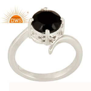 Natural Black Onyx Gemstone Engagement <b>Ring</b> for Woman's Jewelry Fine Sterling <b>Silver</b> <b>Solitaire</b> Engagement <b>Ring</b> Jewelry - Product Image 1
