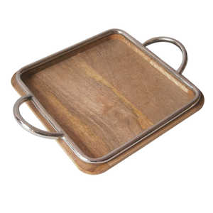 Plateau de service moderne en bois utilisé pour la maison et l'hôtel plat de service de nourriture décoratif couleur naturelle plateau de service en bois de forme carrée - Product Image 1