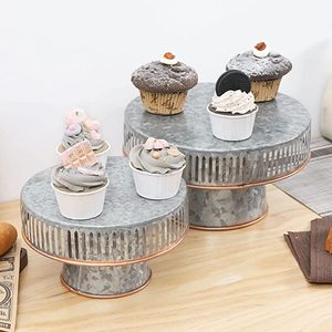 Elegante soporte de pastel de metal galvanizado con diseño moderno perfecto para pasteles Muffins celebraciones de Navidad servicio de vacaciones - Product Image 3