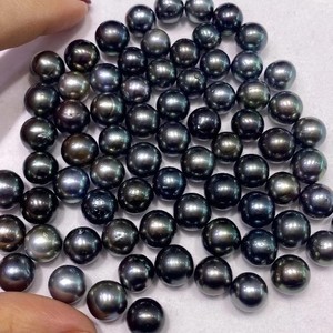 Cuentas de perlas sueltas de agua dulce naturales negras de Tahití, forma de moneda de alta impresión, cuentas de piedra sueltas suaves para joyería de silicona - Product Image 2