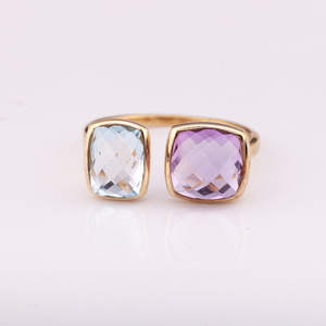 High Quality 14K Gold 925 Silver Plated <b>Fine</b> <b>Ring</b> New Design Natural Blue Topaz Amethyst Stylish Trendy Style for Parties Gifts - Product Image 3