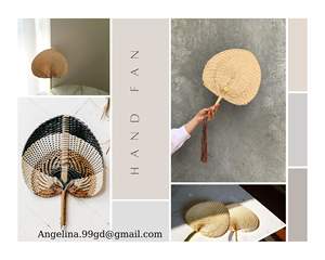 Diversity Design Bamboo Hand Fan Hot <b>Sale</b> Handwoven <b>Straw</b> Cane Rattan Raffia Fan - Product Image 5