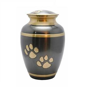 Urna de cremación de mascotas con estampado de pata de latón para cenizas - Product Image 1