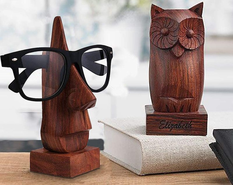 Wooden Eyeglass Spectacle Holder Handmade Nose