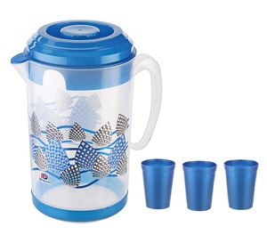 Carafe à eau en plastique pour micro-ondes 2600 ml, 300 ml, de qualité alimentaire, sans BPA, avec 3 gobelet, livraison gratuite - Product Image 2