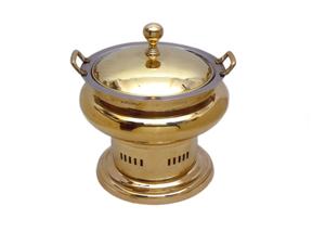 Calentador de alimentos de latón y servidor de búfer, plato de frotamiento pulido brillante - Product Image 5