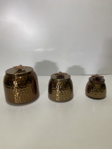 ชุดชามเทียนสีน้ำตาลอ่อนโลหะมีฝาปิดรูปผีเสื้อ,ที่ไม่ซ้ำกันสามชิ้นสำหรับบรรจุของตกแต่งบ้าน - Product Image 2