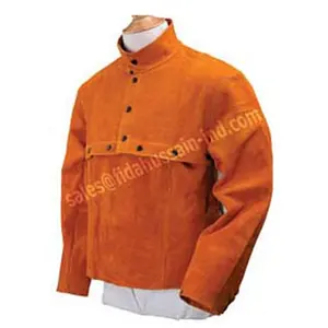 Chaqueta de Soldadura Unisex Ecológica de la Mejor Calidad con Mangas y Pechera de Cuero Vacuno, Tallas y Logotipo Personalizables - Product Image 1