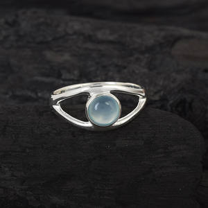 แหวนพลอยคาลซิโดนีทรงกลมสีเงินแท้925ล้วนตัดสวยงามสำหรับวันครบรอบ - Product Image 2