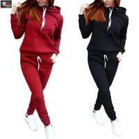 Ensembles de sport pour femmes grande taille personnalisés automne-hiver 2020, pantalons de jogging écologiques à capuche, noir, gris, rouge