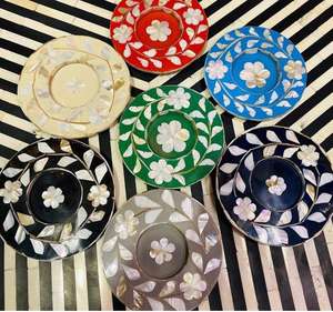 Incrustaciones de resina hechas a mano redondas con diseño Floral de nácar, decoración del hogar, posavasos de Color verde y blanco para oficina, restaurante usado - Product Image 4