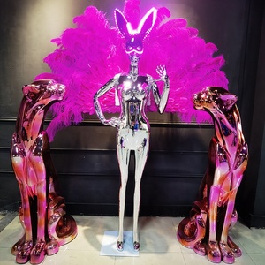 Escultura de Alicia electrochapada en fibra de vidrio para mujer, escultura artística Pop art de alta calidad para decoración de tiendas - Product Image 3