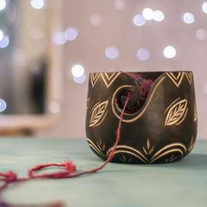 Bols de fil ronds faits à la main d'Inde pour le support de tricot de stockage - Product Image 3