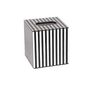 홈 식기 티슈 박스 화이트와 블랙 수직 레이어드 마감 사각형 모양의 티슈 박스 지속 가능한 품질