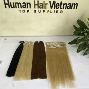 Extensions de cheveux naturels russes 100% — ali queen, cheveux humains vierges alignés, cuticules, à Clip, cheveux lisses, Double Drawn - Product Image 1