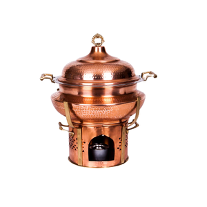 Réchaud alimentaire martelé en cuivre taille personnalisée forme ronde réchaud alimentaire pour fournisseur en gros - Product Image 1