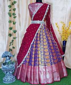 Nouvel arrivage Banarasi soie broderie séquence travail Lehenga Choli avec Dupatta mariée porter ethnique Saree prix de gros vêtement - Product Image 3