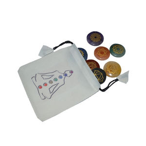 Juego de grabado de siete chakras artesanales de piedra semipreciosa con bolsa personalizada a precio mayorista - Product Image 1