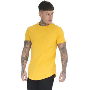 Camiseta OEM personalizada de estilo urbano, corte regular, dobladillo curvo, para hombre, ligera, manga corta, algodón ecológico, dobladillo curvo. - Product Image 5