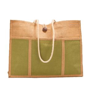 Bolso de mano de lona de yute verde para mujer, bolso de compras de lona indio, bolsos de mano al por mayor para mujeres y niñas - Product Image 6