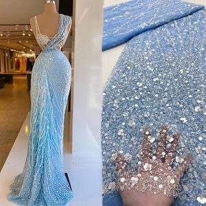 <span class=keywords><strong>Glitter</strong></span> Spangle Bling arcoíris Nude Tela de encaje Hometextile Tela de encaje brillante - Product Image 1