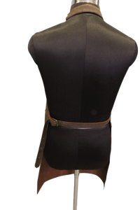 Tablier en cuir de buffle de qualité supérieure fait à la main, personnalisable, vintage, marron, à boucle élégante, large bavette en coton - Product Image 2