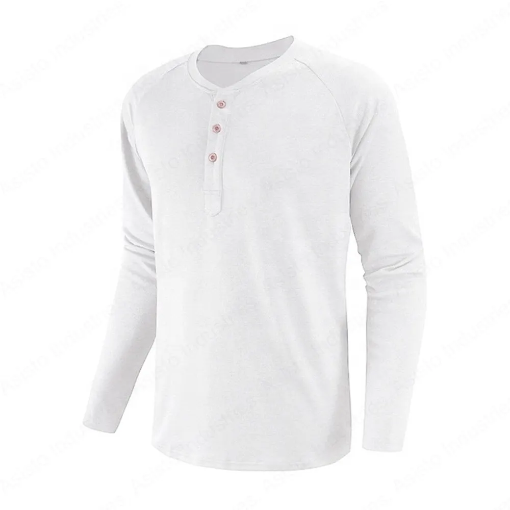 Wholesale Summer New European and American Slim Fit Men's Henley Top Quality Shirt Men's Long-sleeved T-shirt