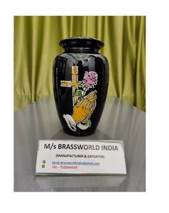 Urne funéraire en aluminium peint à la main pour adultes en Inde - Product Image 3