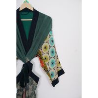 Kimono en soie crêpe 100% vintage, vêtements de nuit sexy pour femmes, col en V, manches 3/4, chemise de nuit respirante, automne, printemps, été