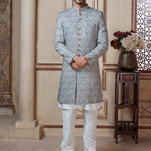 DAZZLING--Indo-Western-Sherwani with <b>Pant</b>--with MATCHING SHOE WITH Embroidery for Indian/Pakistani Party & WEDDING Dress=2021-- - Product Image 1