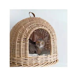 Rattan Wicker Cat House Handmade Cat Condo for Cats and Small Dogs/ Good Price Rattan Pet House