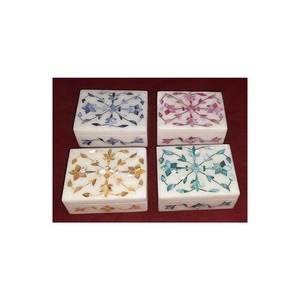 Boîtes-cadeaux en perles blanches pures décoratives, fait à la main, Design rectangulaire italien, avec incrustation de perles, à offrir en cadeau - Product Image 1