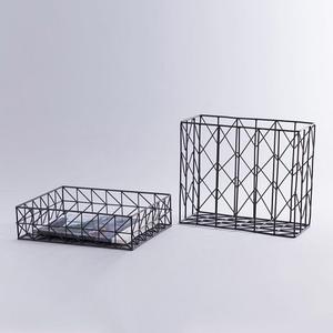 Oneup — ensemble de paniers à fruits et légumes en fil métallique, ensemble de 2 paniers décoratifs de couleur noire en fer - Product Image 2