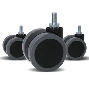 50mm langlebiges graues <span class=keywords><strong>Nylon</strong></span>-Kugellager rad Schwarzer Kern Schwenkbarer Gewindes tiel Statische Doppelrad-Möbel-Lenkräder - Product Image 1