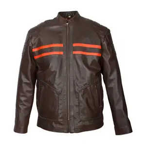 2021 Men's Top Quality Biker Style Chocolate Brown Designer Motorcycle Leather Jacket - Wholesale Price