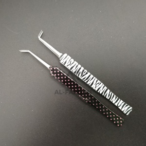 Pince à cils professionnelle en acier inoxydable solide 45 & 90 degrés zèbre papier impression Extension de cils outil pointu - Product Image 3