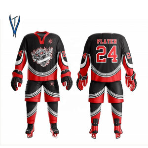 Uniformes de hockey sobre hielo personalizados de alta calidad Ropa deportiva OEM con impresión de sublimación completa de doble cara con nombre de equipo y estilo de conjunto de jugadores - Product Image 4