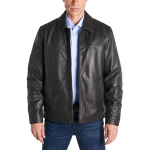 Manteau en cuir noir pour hommes, veste en cuir véritable pour moto, soins de qualité supérieure, fabrication sur mesure, vente en gros, nouvelle collection 2023 - Product Image 1