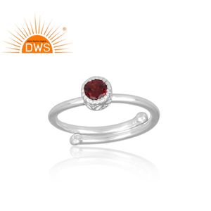 Bijoux bague en argent Sterling 925 fait à la main, pierre précieuse rondes en grenat, empilable, vente en gros - Product Image 2