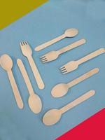Ensembles de couverts jetables en bois blancs (cuillère, fourchette, couteau) de 16 cm, certifiés SGS, marque GREEN FUTURE, pour le marché européen, usage en cuisine, vente en gros