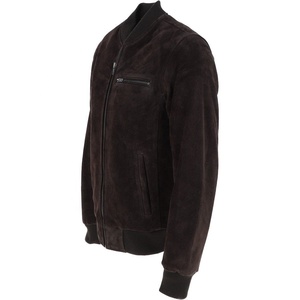 Venta al por mayor de alta calidad de diseño personalizado de los hombres de pie chaqueta de bombardero de cuello de invierno chaqueta de cuero de lona con piel de vaca para uso al aire libre - Product Image 3