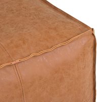 Pouf carré marocain - Cuir véritable de luxe - Marron Simpli Home Brody Pouf carré de style transitionnel en aspect vieilli