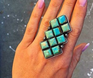 Exclusive Mohave <b>Turquoise</b> 925 Solid Sterling Silver Natural Gemstone <b>Ring</b> Statement Jewelry - Product Image 1