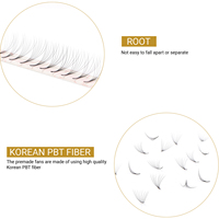 Extensions de cils en volume russe 3D 4D 5D en fibres PBT coréennes de haute qualité, bouquets pré-faits, courbure C/D/BC