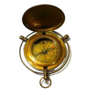 MARCO POLO SOLID BRASS PUSH BUTTON <b>COMPASS</b> <b>ANTIQUE</b> 3'' NAUTICAL <b>compass</b> - Product Image 1