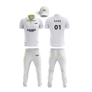 Custom <b>White</b> <b>Cricket</b> Uniform Kit with Custom Design and Logo Tshirt and <b>Trouser</b> in Unique Colors - Product Image 5